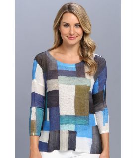 Nally & Millie Blue Patchwork Long Sleeve Poncho Top Womens Long Sleeve Pullover (Multi)