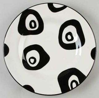 Tabletops Unlimited Panda Eyes Dinner Plate, Fine China Dinnerware   White & Bla