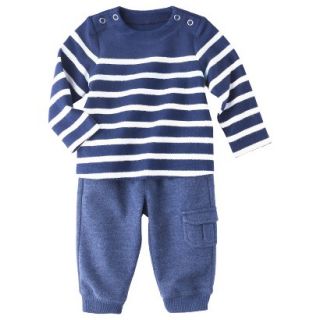 Cherokee Newborn Infant Boys Striped Sweater and Pant Set   Navy/White 6 9 M