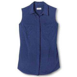 Merona Womens Sleeveless Button Down Blouse   Waterloo Blue   XL