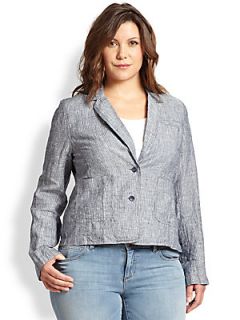 Eileen Fisher, Sizes 14 24 Linen Shaped Short Jacket   Denim
