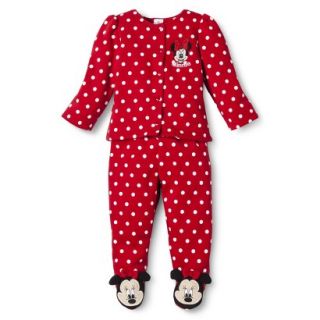 Disney Newborn Girls Minnie Mouse Footed Pant Set   Red 9 M
