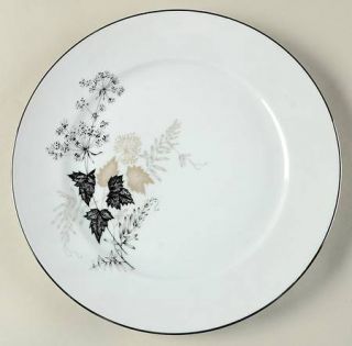 Stonegate Wooddale Dinner Plate, Fine China Dinnerware   Black, Tan, Gray Leaves