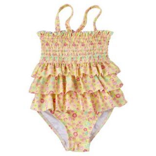 Circo Infant Toddler Girls Floral 1 Piece Swimsuit   Yellow 4T