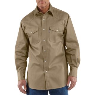 Carhartt Ironwood Snap Front Twill Work Shirt   Khaki, 2XL Tall, Model S209