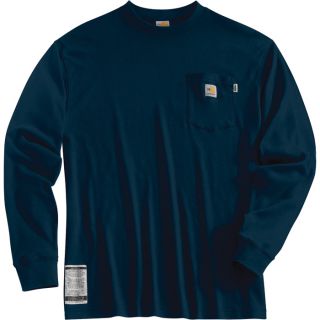 Carhartt Flame Resistant Long Sleeve T Shirt   Navy, 2XL, Regular Style, Model