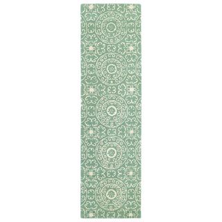 Runway Mint/ivory Suzani Hand tufted Wool Rug (23 X 8)