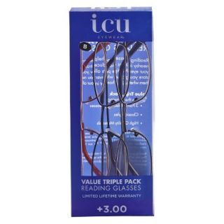 ICU 3 Pack Metal Reading Glasses   +1.5