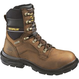 CAT Generator 8 Inch Waterproof Steel Toe Work Boot   Dark Brown, Size 12,