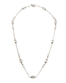 Sterling Silver Frosted Crystal Station Necklace