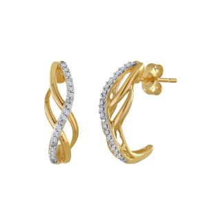 1/10 CT. T.W. Diamond 10K Yellow Gold Swirl Earrings, Womens