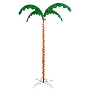 7 Pre Lit LED Rope Light Palm Tree   Orange/Green Lights
