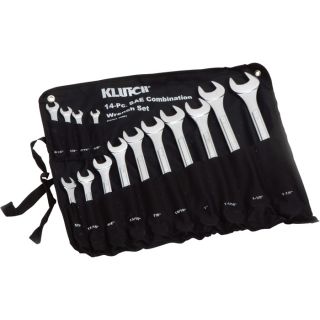 Klutch Raised Panel Combination Wrench Set   14 Pc. SAE