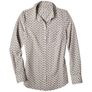 Merona Womens Plus Size Long Sleeve Button Down Shirt   Cream/Gray 3