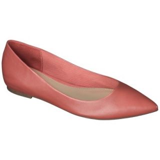 Womens Merona Avalyn Genuine Leather Pointed Toe Flats   Coral 6