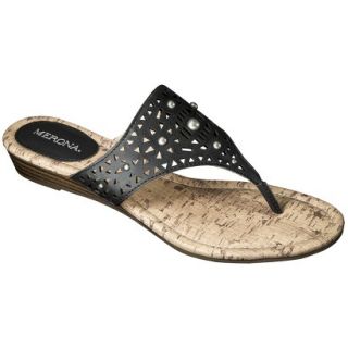 Womens Merona Elisha Perforated Studded Sandals   Black 5.5