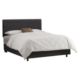 Skyline King Bed Skyline Furniture Arcadia Nailbutton Bed   Charcoal