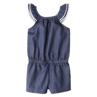 Cherokee Infant Toddler Girls Mini Cap Sleeve Denim Romper   Blue 5T
