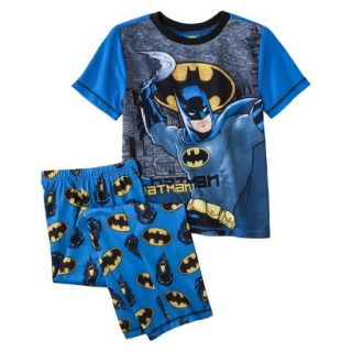 Batman Boys 2 Piece Short Sleeve Pajama Set   Blue XS
