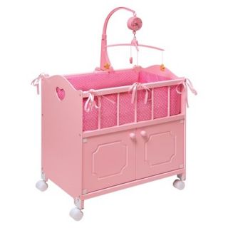 Badger Basket Doll Crib With Cabinet   Pink