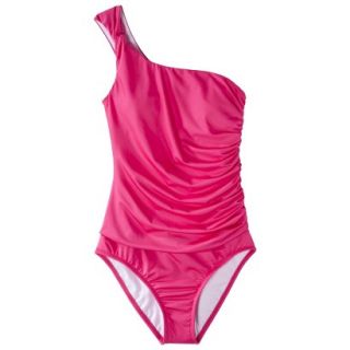 Clean Water Womens 1 Piece One Shoulder Swimsuit  Pink S