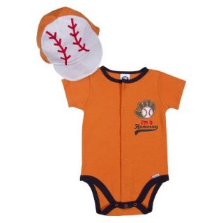 Gerber Newborn Boys Baseball Bodysuit and Hat Set   Orange 3 6 M