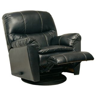 Cosmo Black Bonded Leather Swivel Recliner Chair