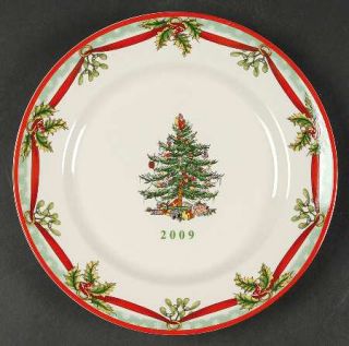 Spode Christmas Tree Green Trim 2009 Collector Plate, Fine China Dinnerware   Ne