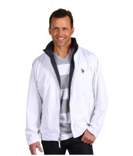U.S. Polo Assn Solid Windbreaker with Small Pony Mens Coat (White)