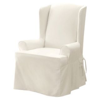 Sure Fit Twill Wing Chair Slipcover   White