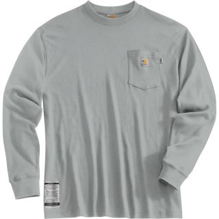 Carhartt Flame Resistant Long Sleeve T Shirt   Light Gray, Large, Regular Style,