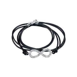 Bridge Jewelry Footnotes Too Crystal Infinity Black Leather Multi Cord Bracelet