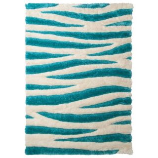 Zebra Eyelash Shag Area Rug   Turquoise (36x56)