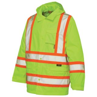Work King Class 2 High Visibility Rain Jacket   Green, Small, Model S37211