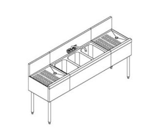 Perlick 48 in Underbar Sink w/ 3 Compartments & Left Drainboard, Stainless