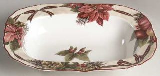 222 Fifth (PTS) Yuletide Celebration 11 Oval Vegetable Bowl, Fine China Dinnerw
