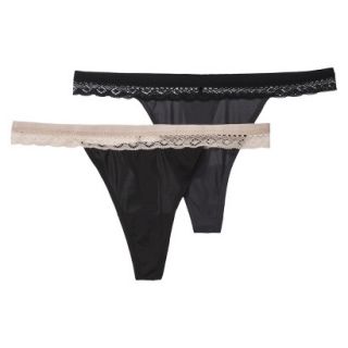 Gilligan & OMalley Womens 2 Pack Micro Lace Thong   Gray L