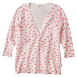 Merona Womens Plus Size 3/4 Sleeve V Neck Cardigan Sweater   Cream/Pink 2