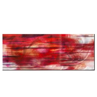Abstract Red Artwork Tropical Sunset Red, Pink, Silver   Black Modern Metal Wall Art