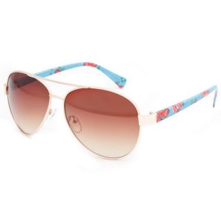 Floral Aviator Sunglasses Blue One Size For Women 236930200