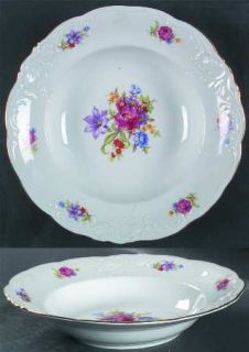 Walbrzych Meissen Flower (Raised Scroll) Rim Soup Bowl, Fine China Dinnerware  