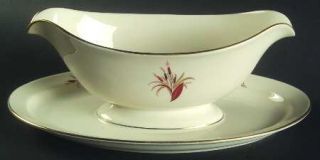 Pickard Cattails Gravy Boat with Attached Underplate, Fine China Dinnerware   Go