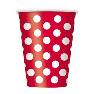Red and White Dots 12 oz. Cups (6)