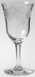 Morgantown Bramble Rose (Non Optic) Wine Glass   Stem #7577,Etch #743 Flowers/Ba