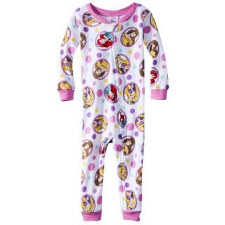Disney Princess Infant Toddler Girls Footed Blanket Sleeper   White 2T