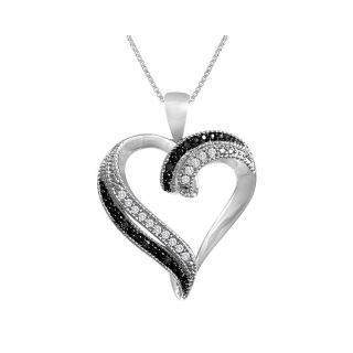 1/10 CT. T.W. White & Color Enhanced Black Diamond Heart Pendant, Womens
