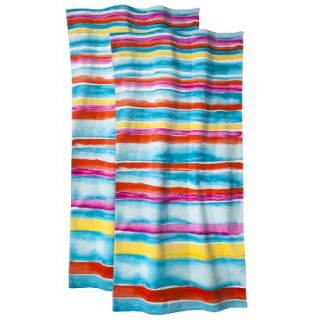 Watercolor Stripe Beach Towel   Multicolor (2 pack)