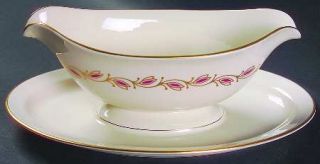 Pickard Symphony Red Gravy Boat with Attached Underplate, Fine China Dinnerware