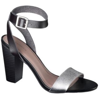 Womens Xhilaration Simone Block Heel Sandal   Black/Silver 8.5