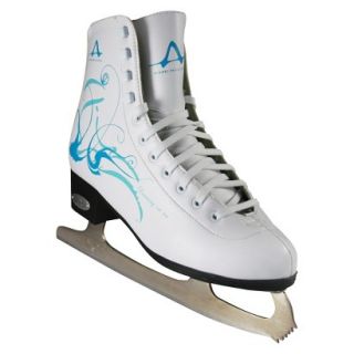 American Ladies Figure Skate   White with Turquoise (5)